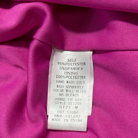 NWT She + Sky Pleated Hem Halter Dress Fuchsia Pink Size M Keyhole Midi Preppy - Picture 8 of 11